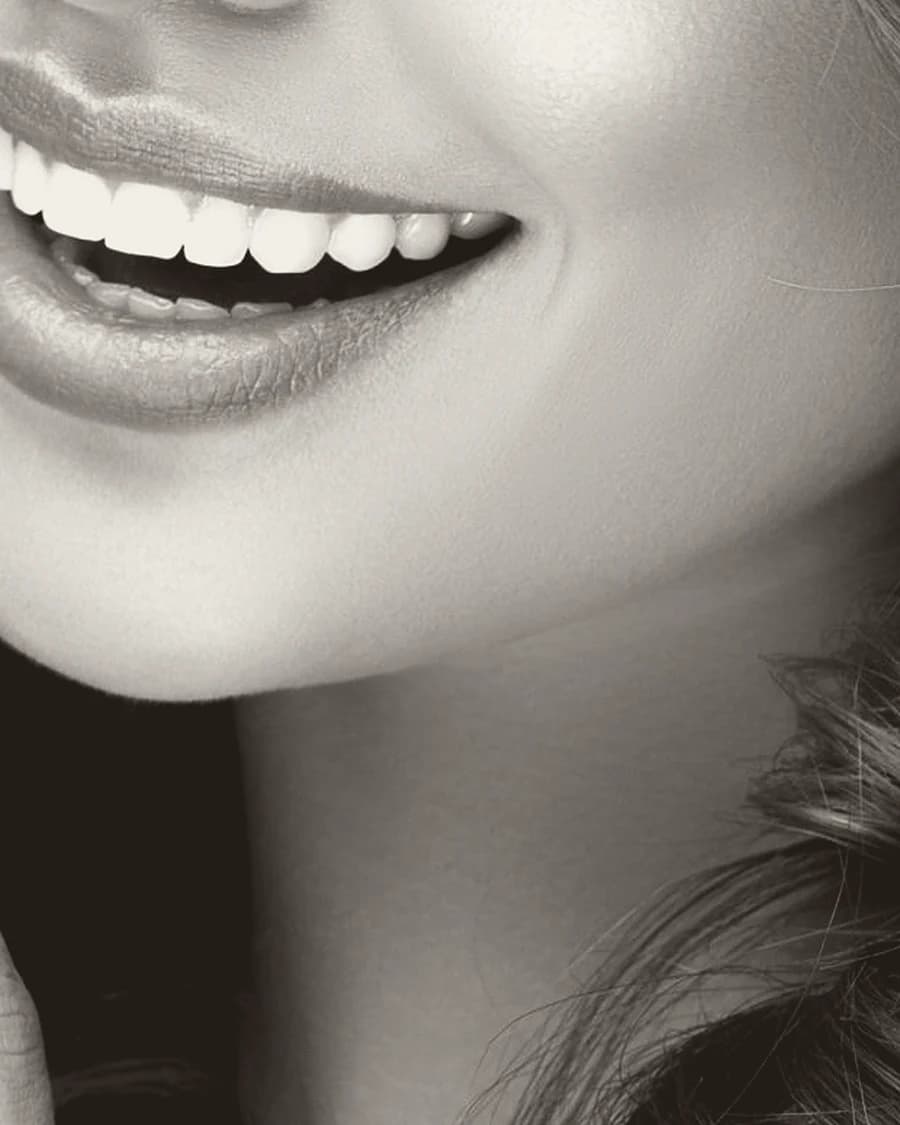 A close study of a mouth and jawline